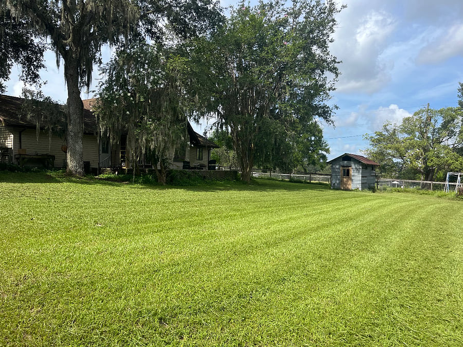 Fully fenced in backyard