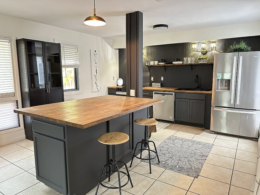 Open Kitchen with island bar for eating.