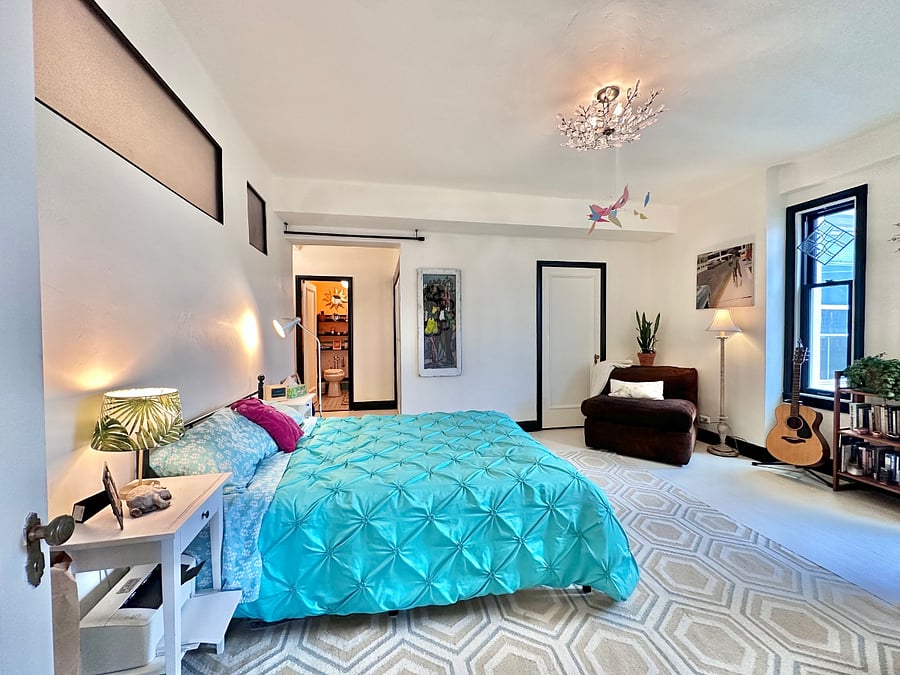 Master bedroom with city views.