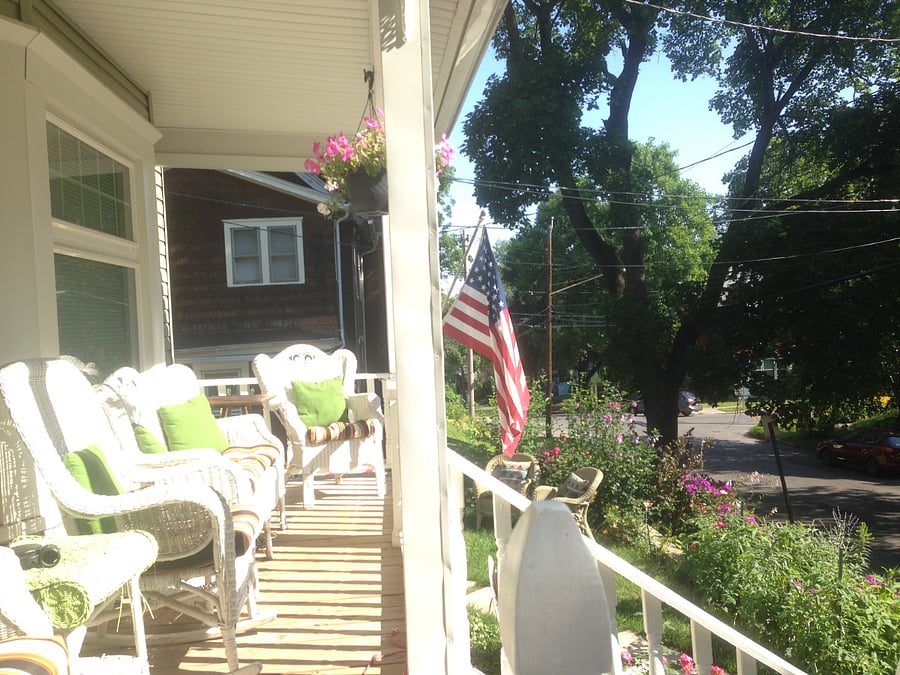 The front porch is a great place to relax, and visit with neighbors over coffee, beer, or wine.