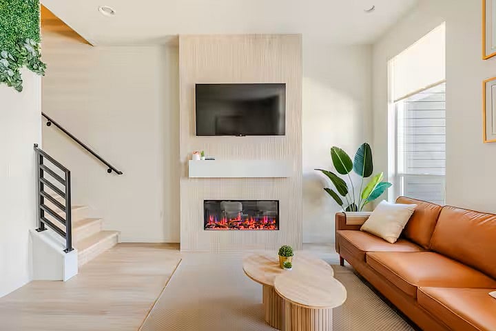 1st Floor - Living Room, Electric Fireplace, fully furnished and decorated