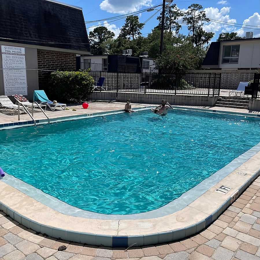 Refreshing pool for an after-work dip just outside your building. Pool towels provided in the condo.