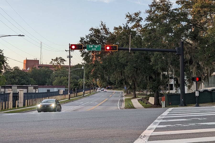 UF Health Shands is a ten-minute .4 mile walk along a straightforward route. Avoid a daily commute through Archer Rd traffic even if you do bring a car.