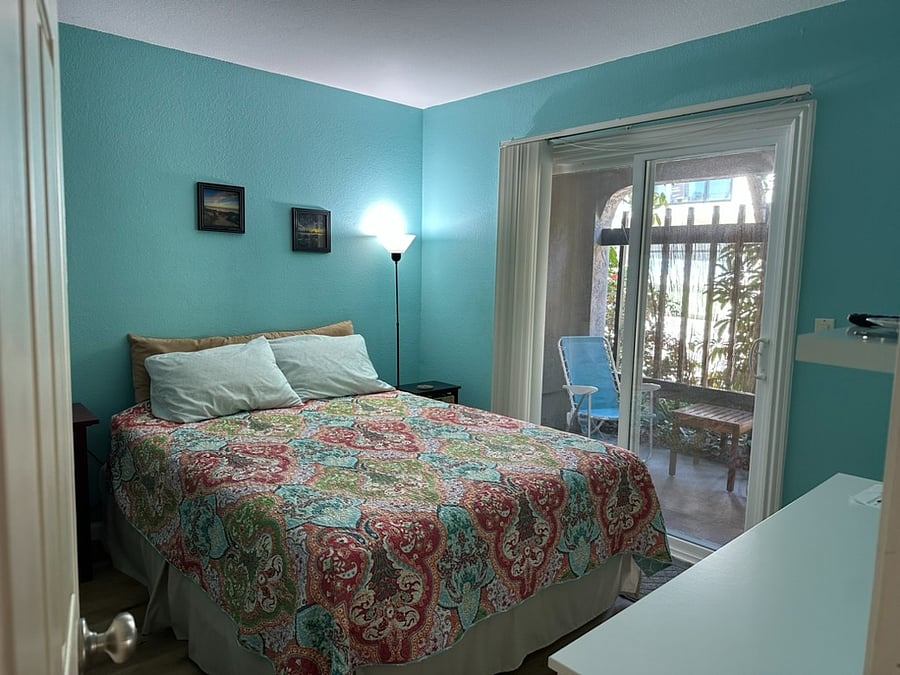 Bedroom 1 covered patio and private entrance