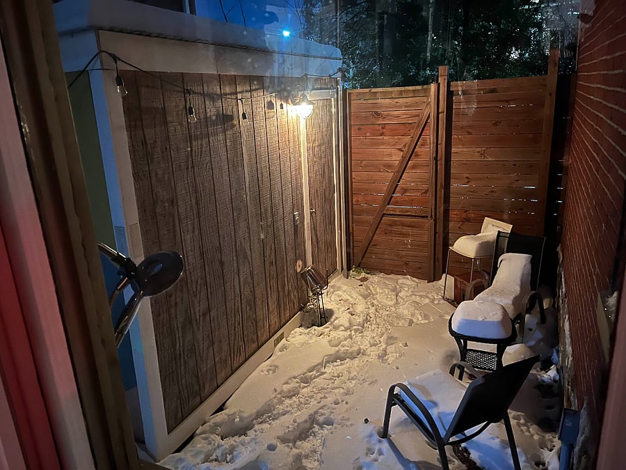 Backyard Sauna and outdoor shower.