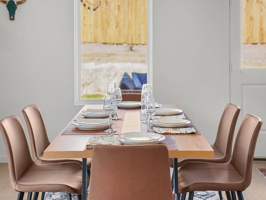 A beautifully set dining table awaits  the perfect setting for good food, great conversation, and memorable evenings with friends and family.