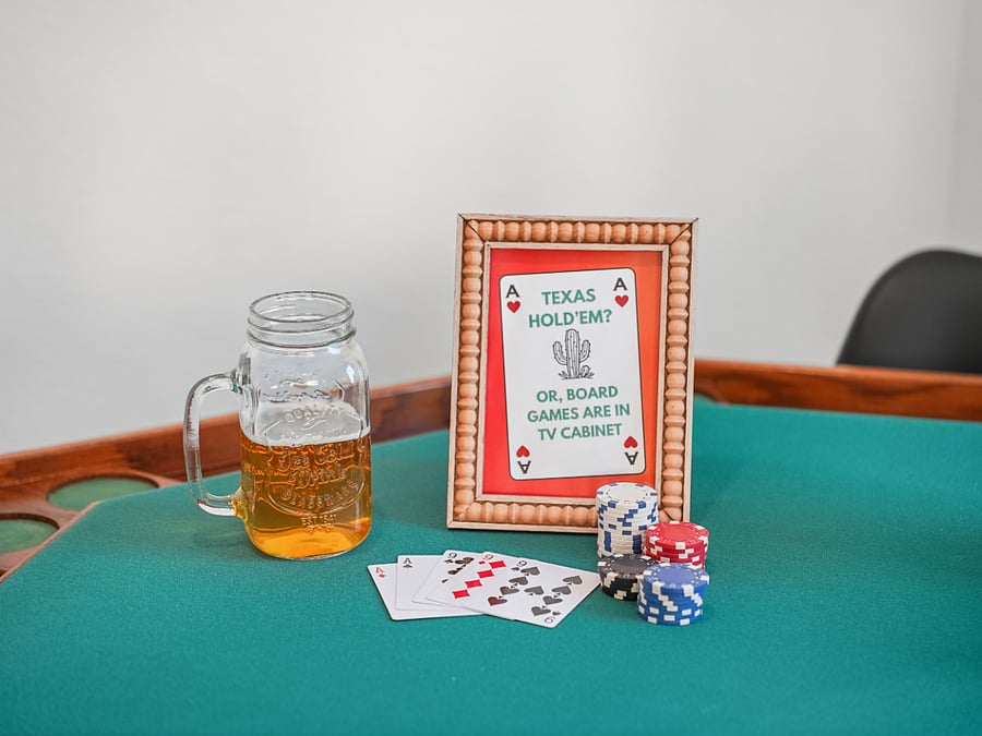 Texas HoldEm anyone? Pull up a chair and let the cards decide the night.