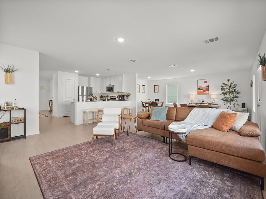 Open and airy for gatherings, yet comfortably defined for everyday living  every element downstairs works together beautifully to create both energy and ease.