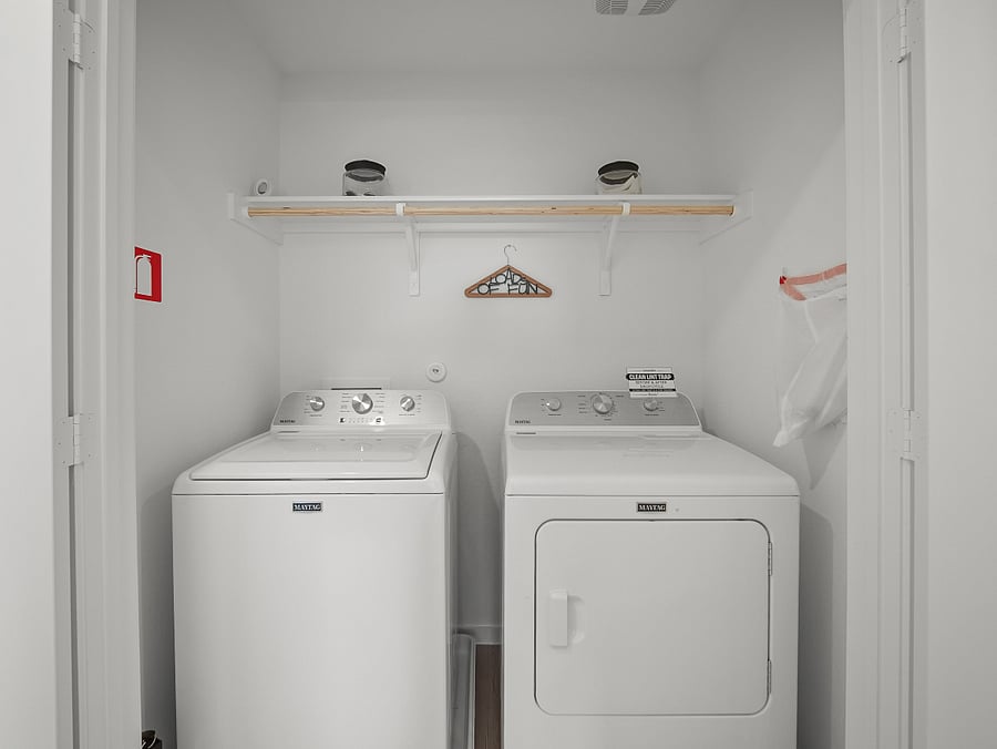 In-home washer and dryer included for added convenience during extended stays.