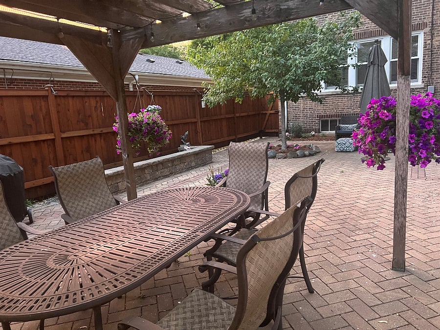 Dining in back patio.