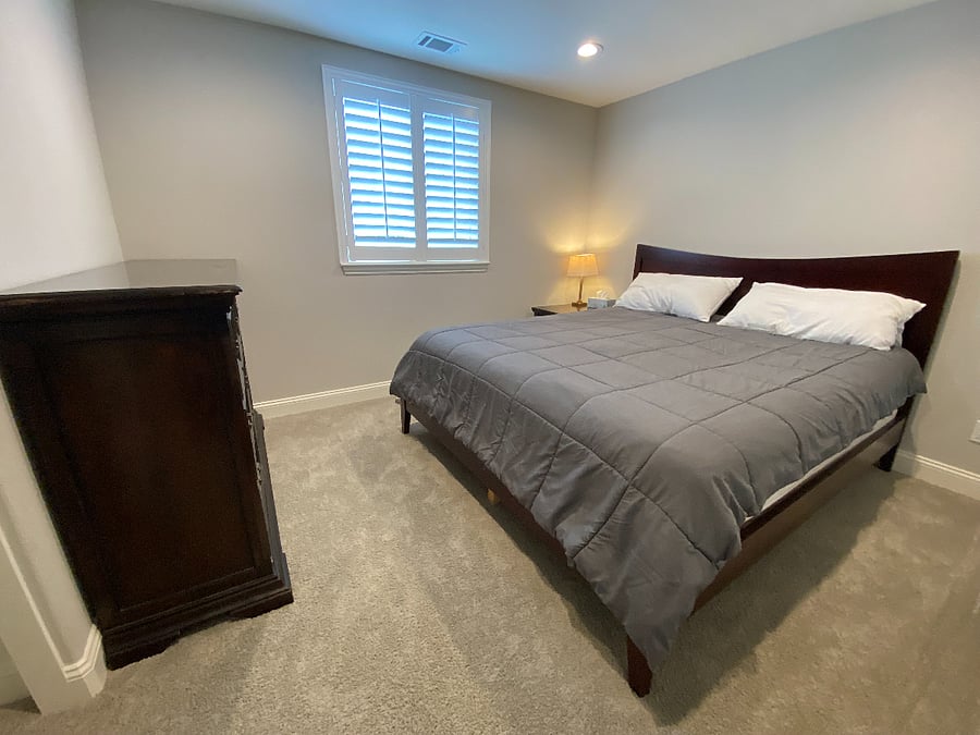 Front bedroom has California King bed and shared bathroom with two sinks (not pictured)