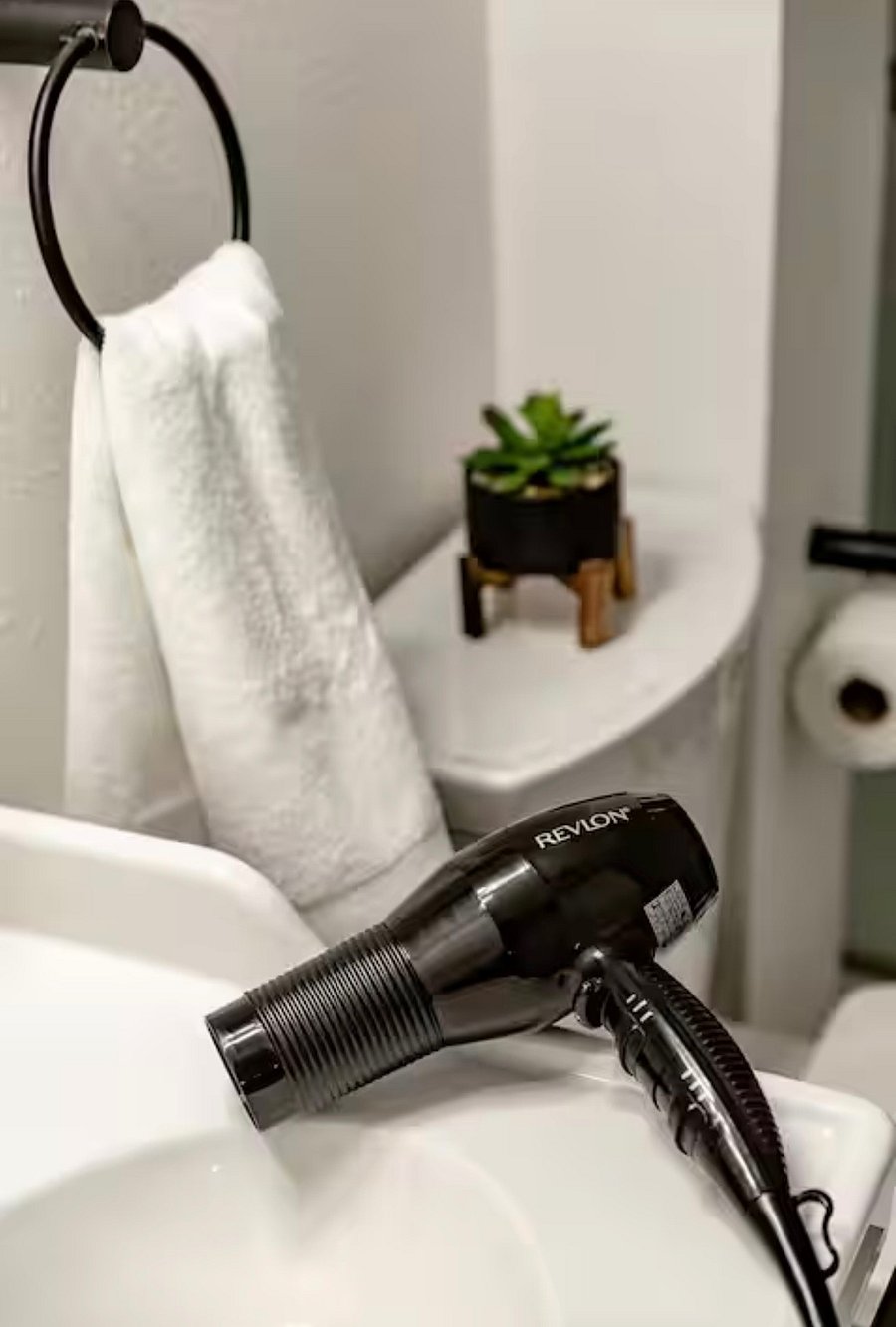 Bathroom and hair dryer