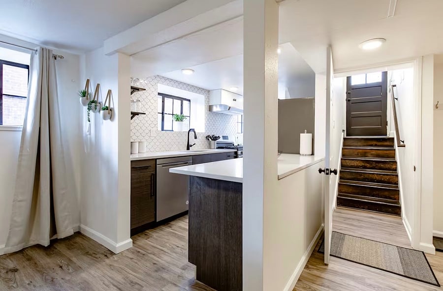 Kitchen and stairs to access property