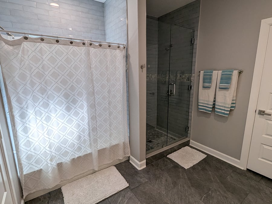 The luxury shower and bath feel like an upscale resort.