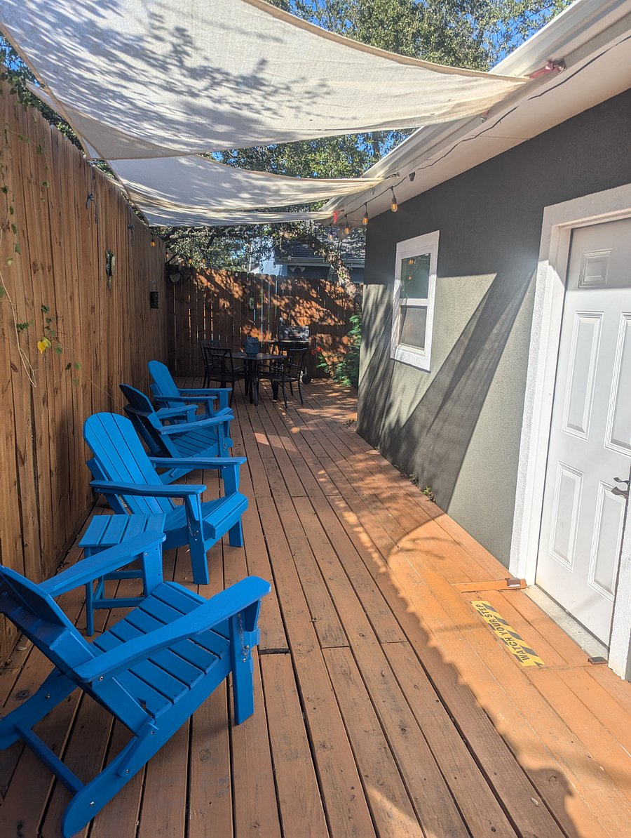 By late afternoon, the back patio is very shaded and comfortable.