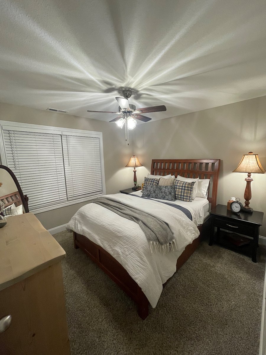 Bedroom 2, queen bed, built in closet and dresser