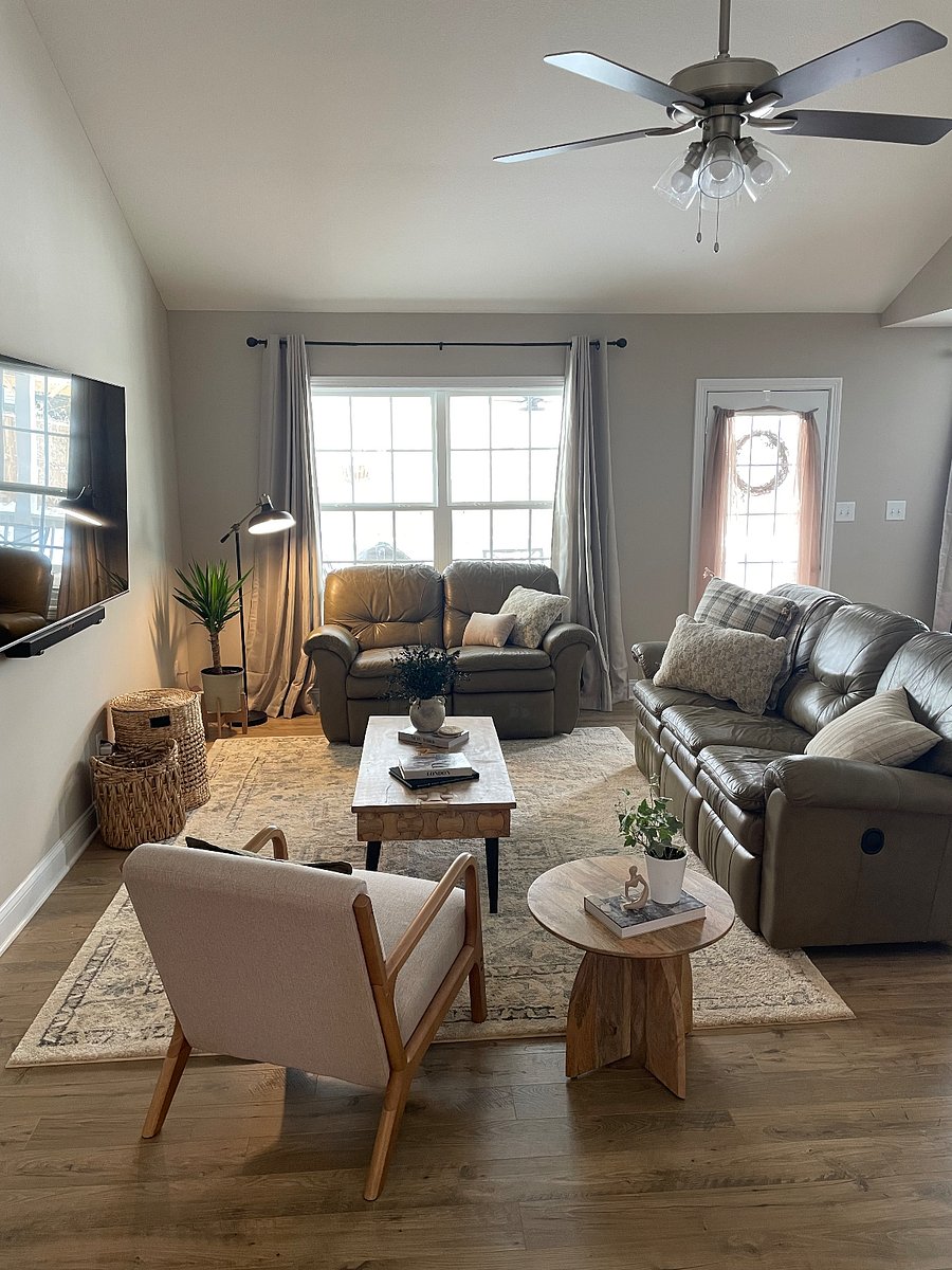 Open plan living room with smart TV