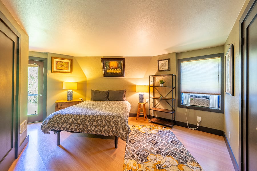 Primary bedroom with queen bed