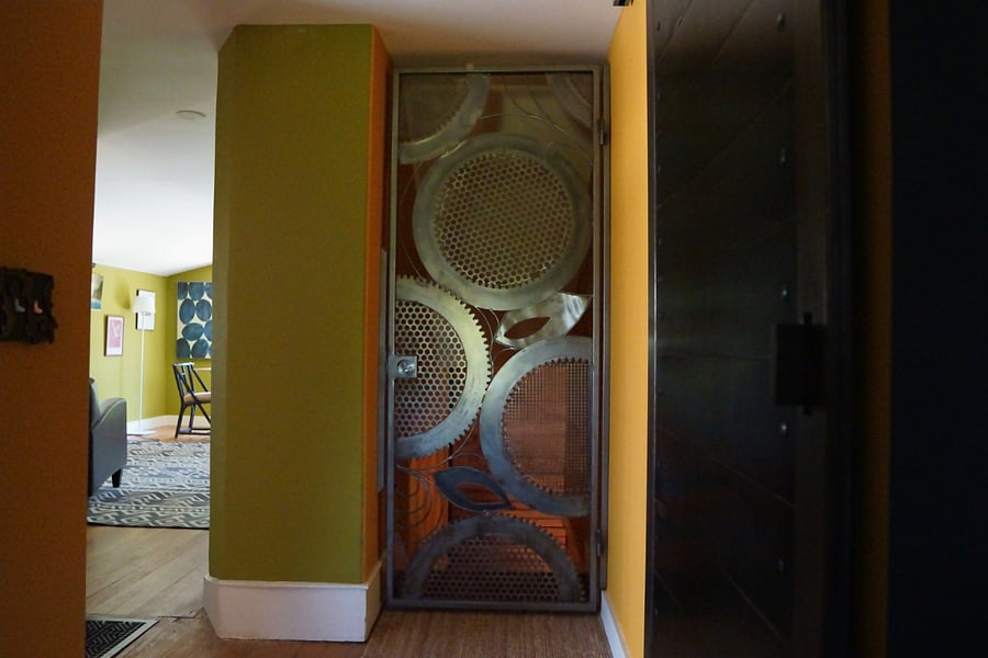 Custom metal entry door to apartment
