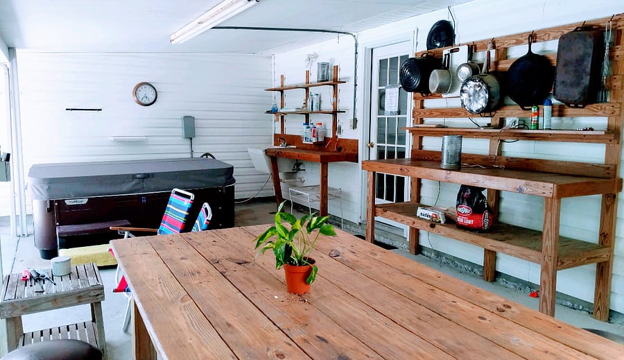 Back Patio
with hot tub, table & stools