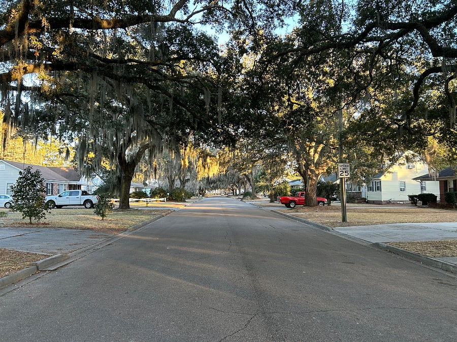 Quiet tree-lined residential street in a safe neighborhood peaceful monthly rental setting ideal for traveling nurses and professionals seeking a calm, low-traffic area close to major hospitals and daily conveniences.
