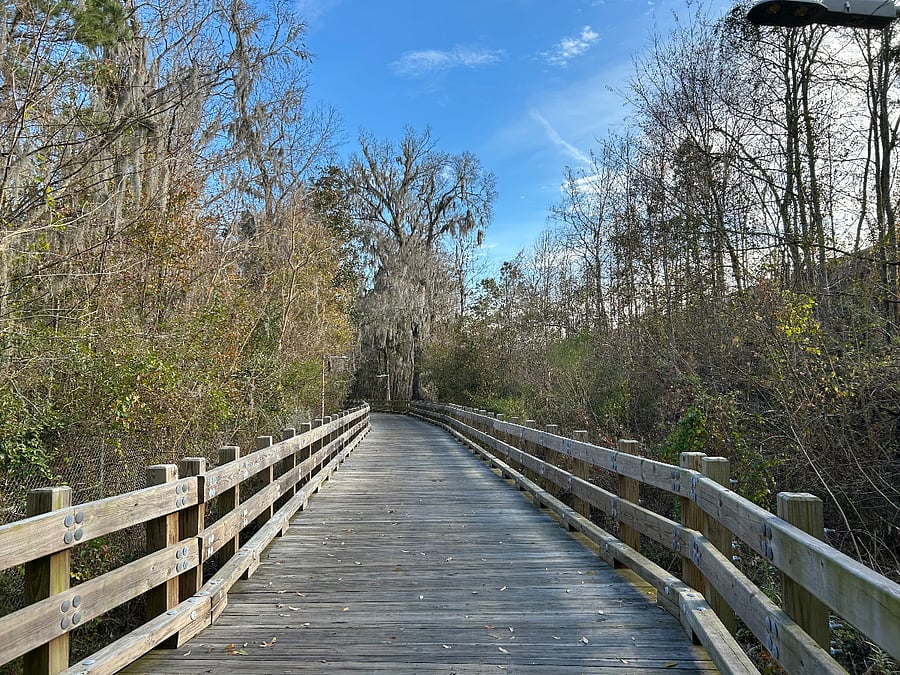 Scenic neighborhood bike and walking trail near the rental perfect for outdoor exercise, fresh air, and stress relief after long shifts, conveniently located in Savannah near hospitals, shopping, and dining.