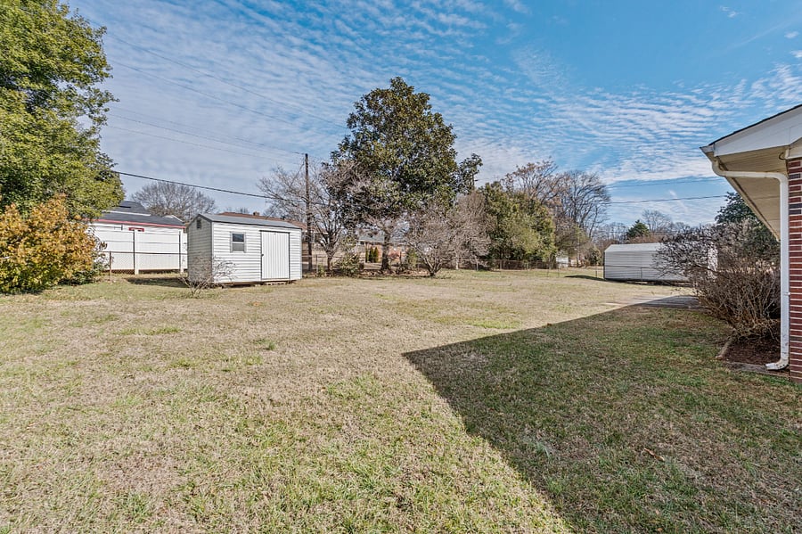 Fenced backyard
