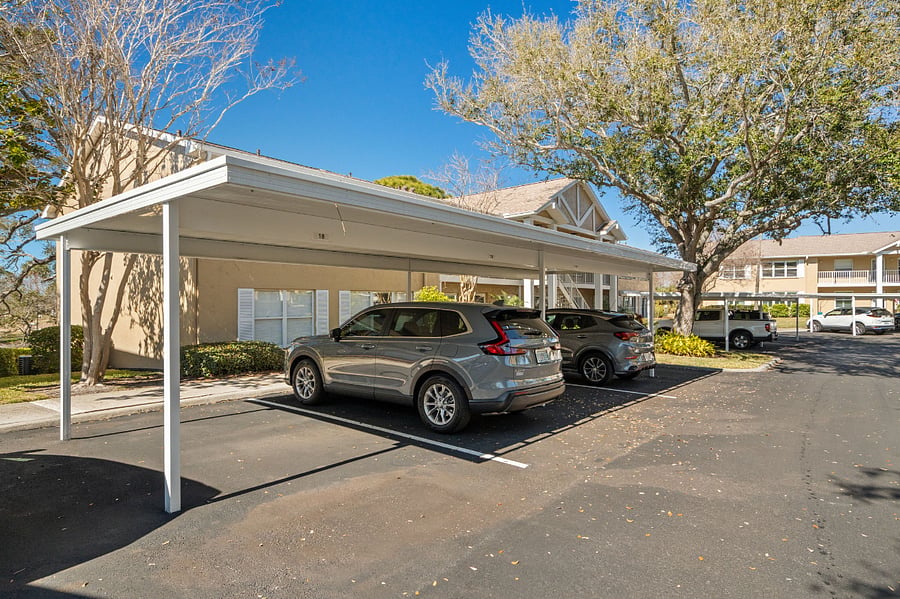 One covered parking space. Extra visitor spaces available if needed.