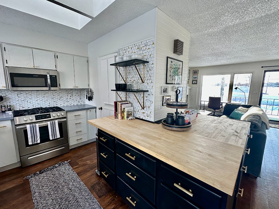 Fully-stocked kitchen.