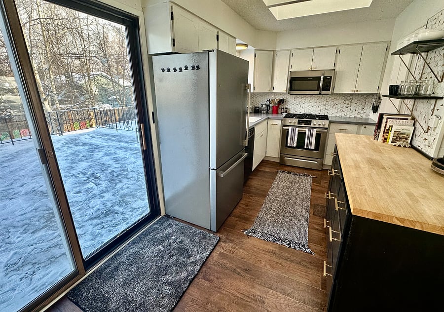 Sliding door access to large back deck.