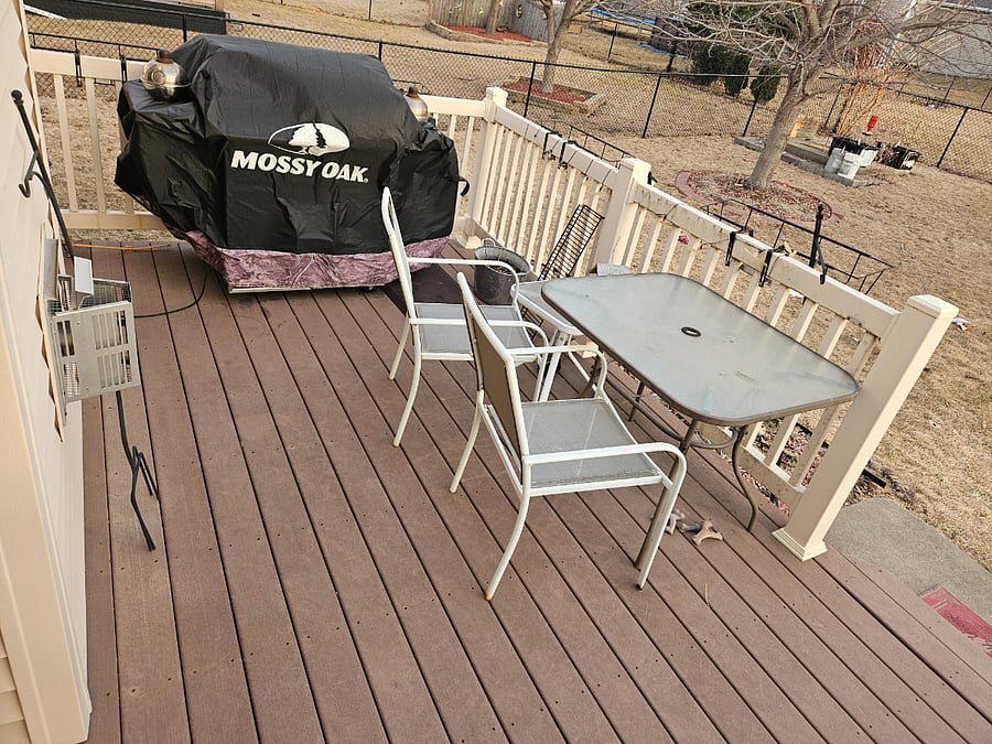 Shared deck and furniture.