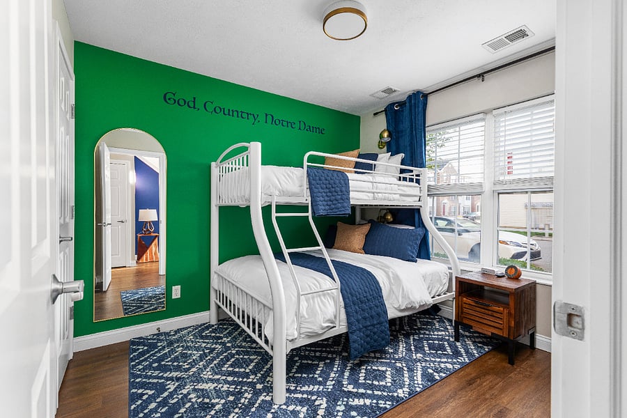 BR 3 - 1st Floor Twin over Full Bunk, Private Bath w/Shower, Electric Fireplace, & Smart TV