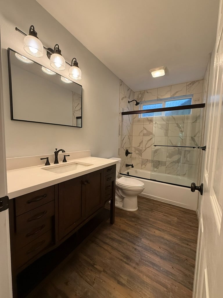 Full Size Bathroom with shower and tub