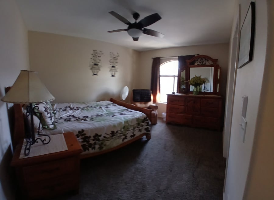 2nd bed with queen bed/dress and lift chair recliner with black out curtains and walking closet