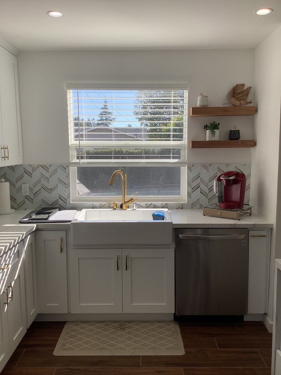 Kitchen - Dishwasher (stainless steel) and Coffee station by window (Keurig Coffee Pod)