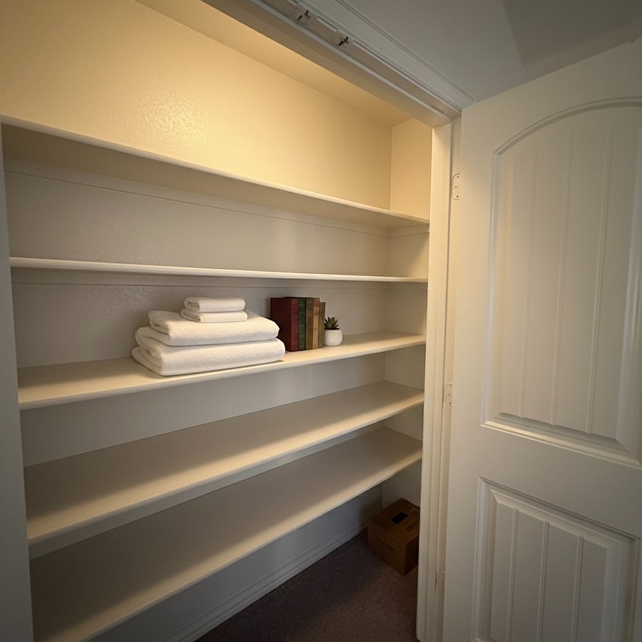 Spacious walk-in storage closet in living room