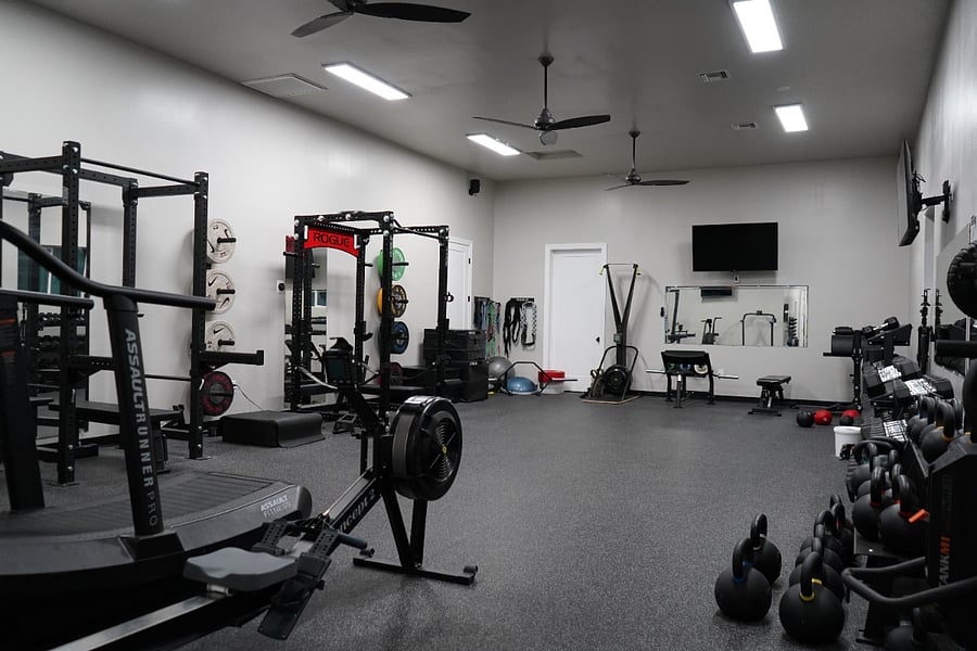 1100 square foot fully equipped fitness room with A/C.