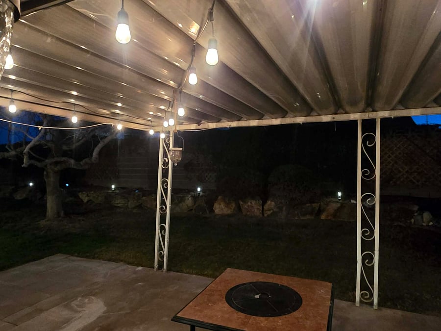 Back patio at night