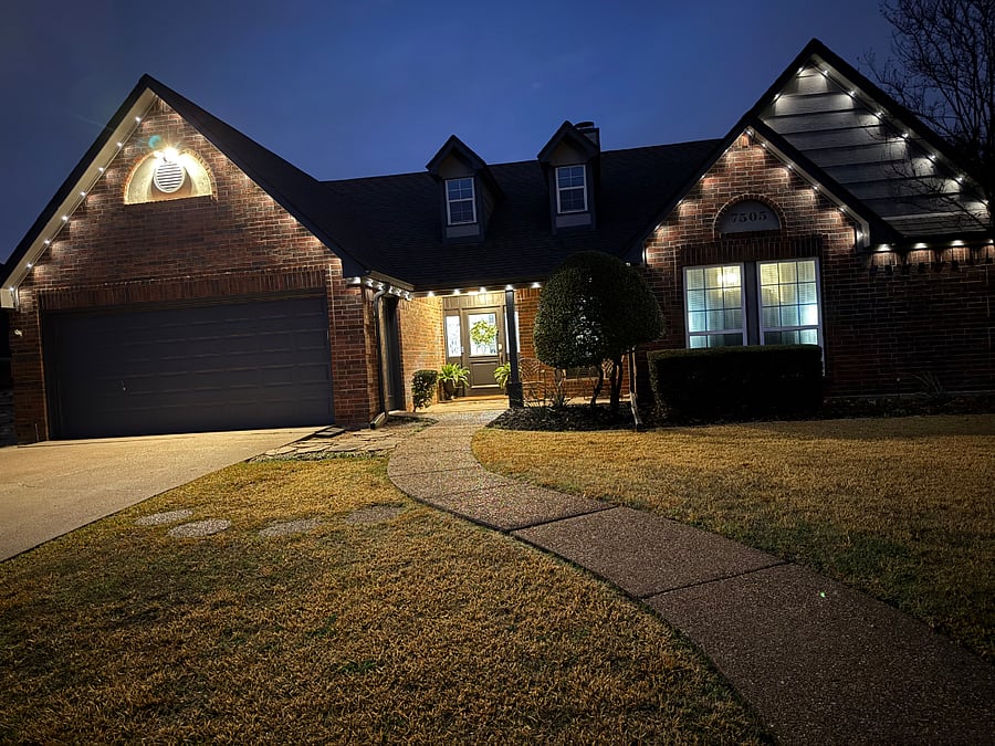 Front porch offers seating to have your coffee as well as a ceiling fan Govee lighting was professionally installed and has many choices of colors and themes