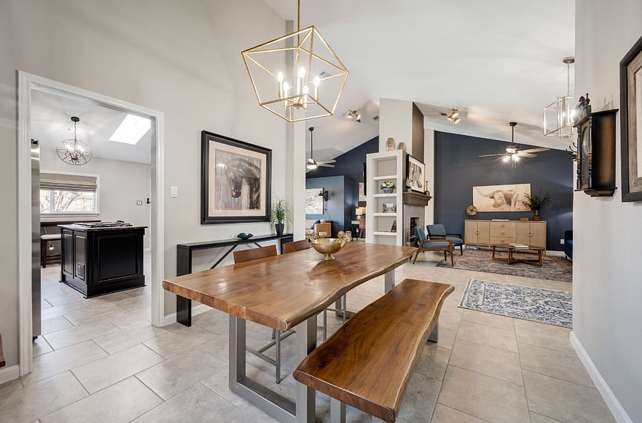 Authentic live edge table with ample seating