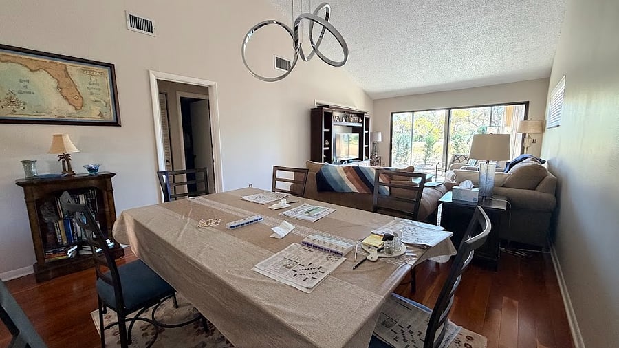 Dining area next to living room