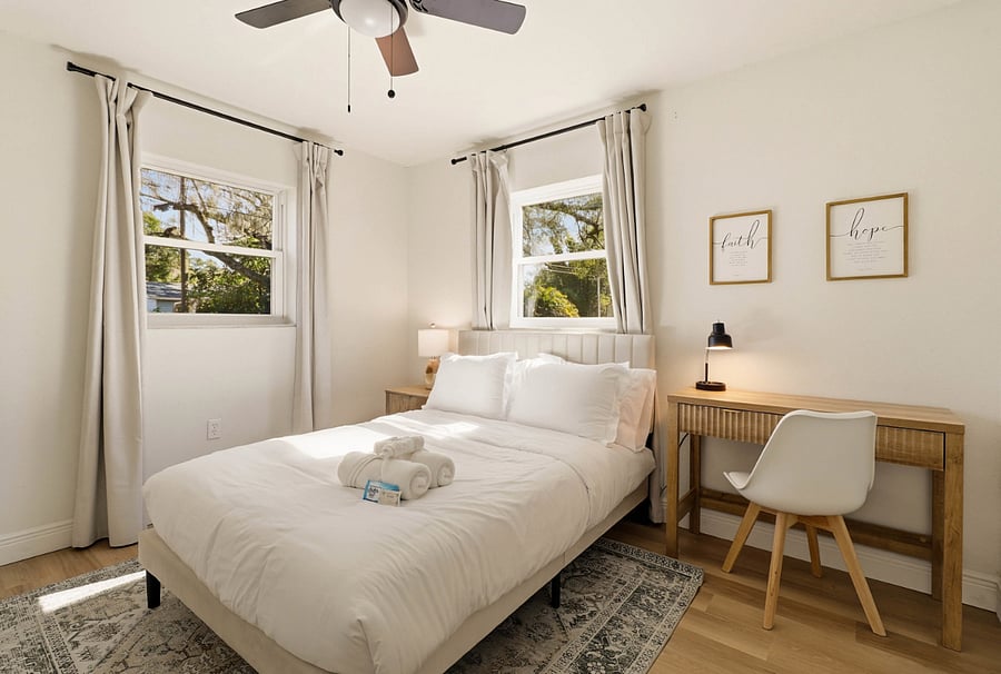 Bedroom with ensuite bathroom.