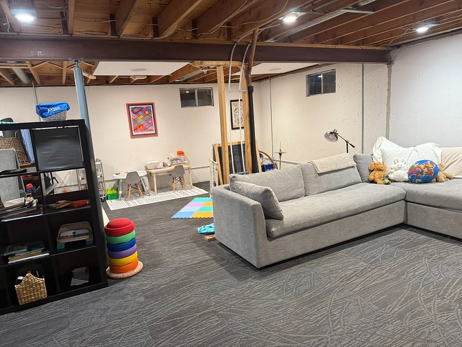 Basement / second living area. Kids things can be removed if you prefer.