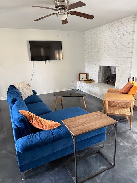 Living Room with electric fireplace