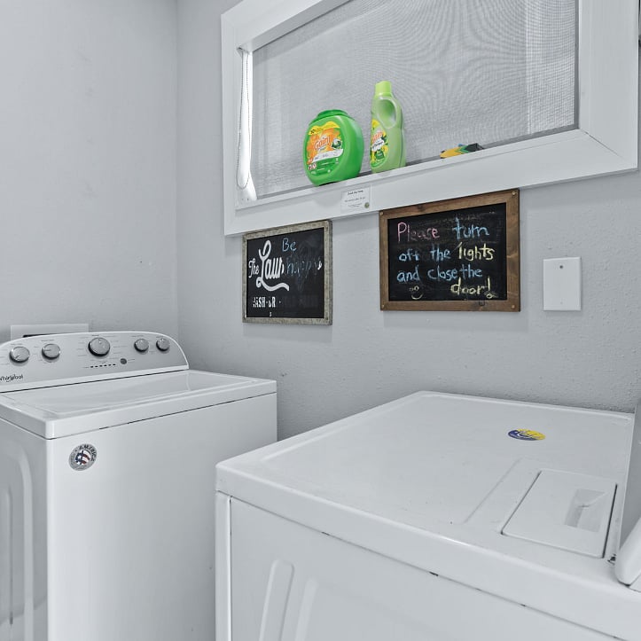 Shared On-Site Washer and Dryer on 1st Floor. It is a locked shared space