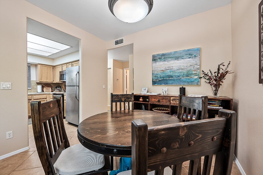 Dining table with view of mountains