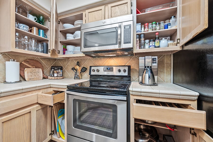 Kitchen generally has some oil, vinegar, salt, sugar, spices, etc.