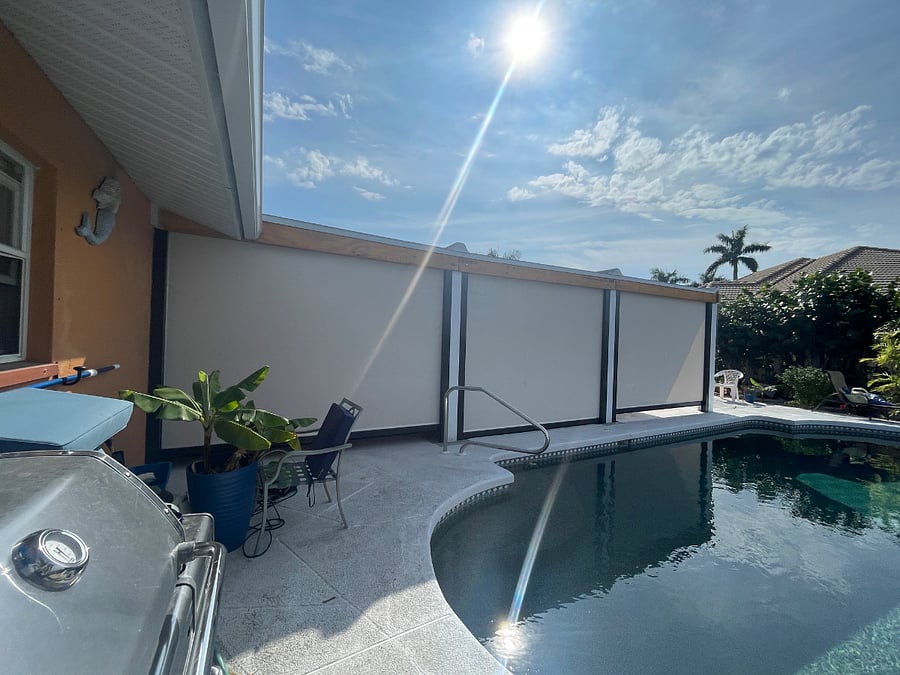 Shades come down or privacy and comfort. Perfect for rainy days.