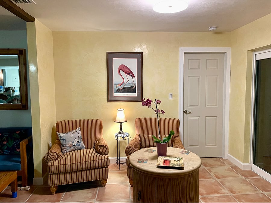 Venetian plaster walls in sitting room and master en suite bath.