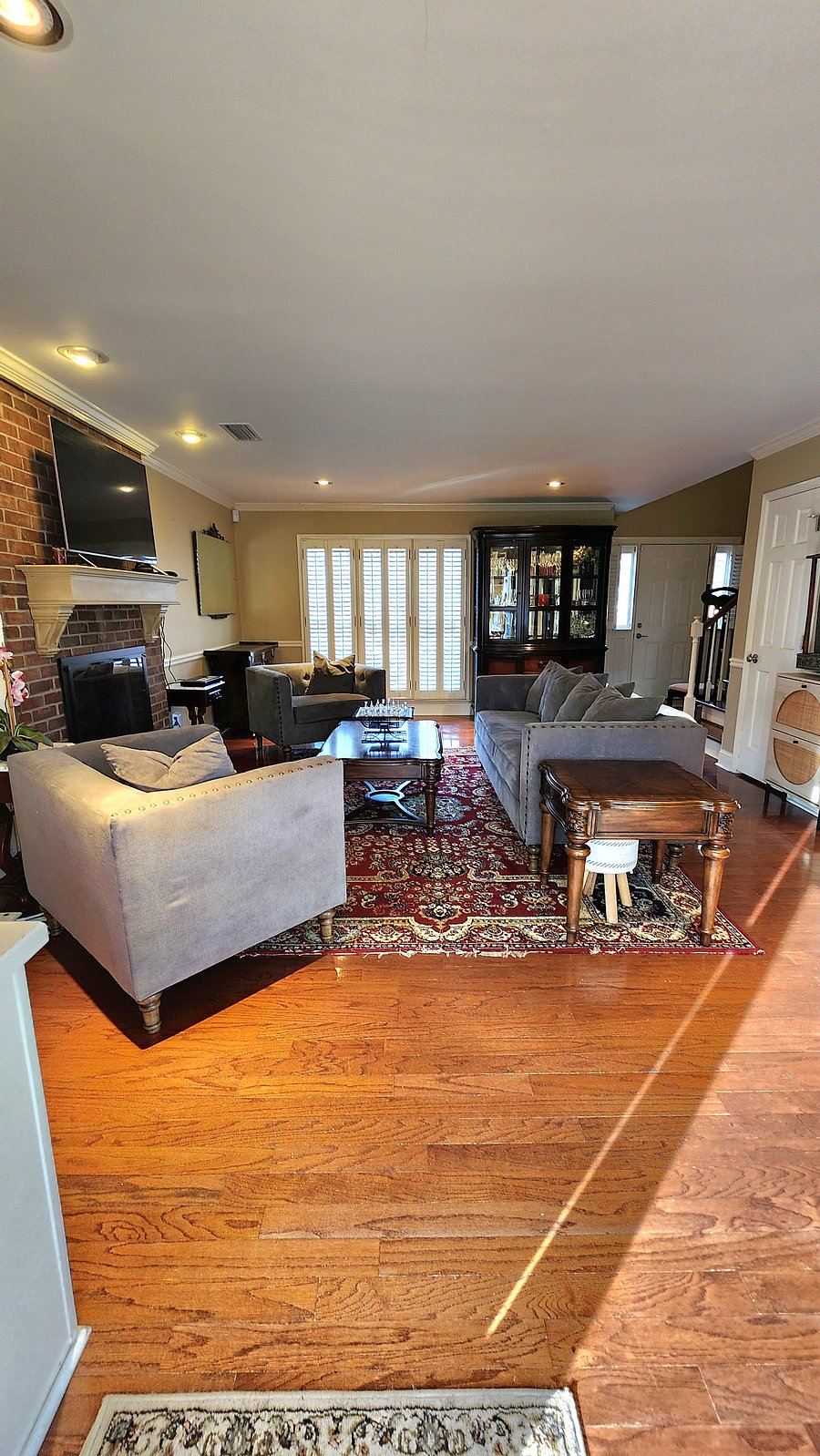 Living room with plantation shutters